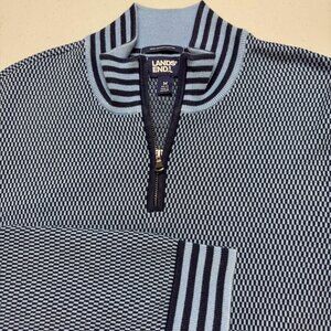 Lands End Sweater Mens Medium Blue‎ Business Casual Supima Cotton Hike Cozy